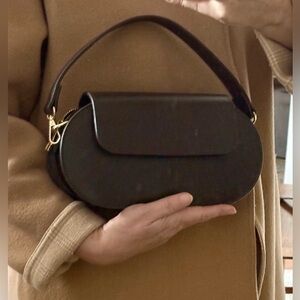 Chocolate Brown Leather Handbag.Use it 3 Ways: Clutch/Handbag/Crossbody